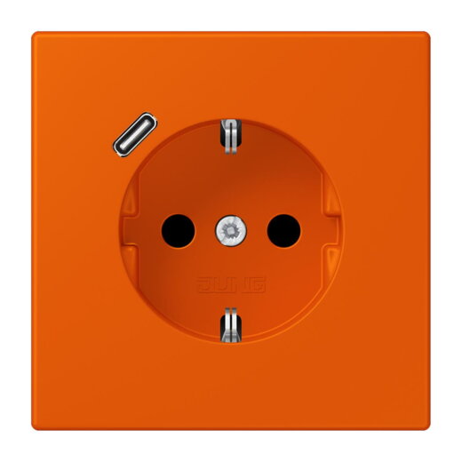 Jung SCHUKO Steckdose 16 A 250 V ~, mit USB-Ladegerät 1 x Typ C, SAFETY+, Serie LS, orange vif LC1520-18C260