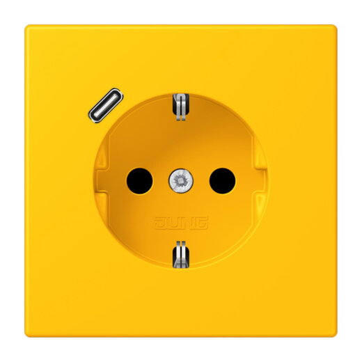 Jung SCHUKO Steckdose 16 A 250 V ~, mit USB-Ladegerät 1 x Typ C, SAFETY+, Serie LS, le jaune vif LC1520-18C263