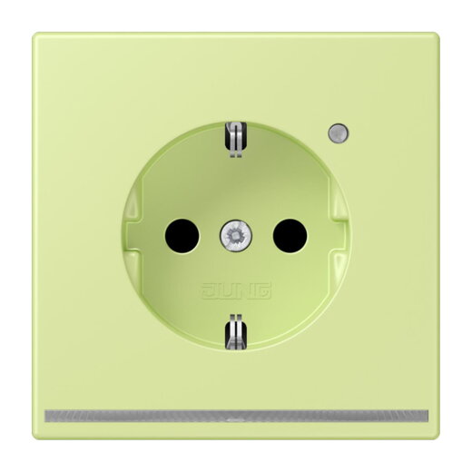 Jung SCHUKO Steckdose, 16 A 250 V ~, mit LED-Orientierungslicht, SAFETY+, Serie LS, vert jaune clair LC1520-OLNW222