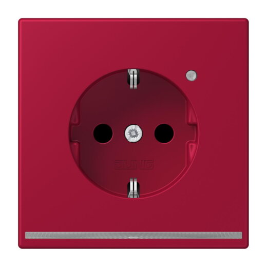 Jung SCHUKO Steckdose, 16 A 250 V ~, mit LED-Orientierungslicht, SAFETY+, Serie LS, rouge carmin LC1520-OLNW229