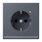 Jung SCHUKO Steckdose, 16 A 250 V ~, mit LED-Orientierungslicht, SAFETY+, Serie LS, gris fonce 59 LC1520-OLNW262