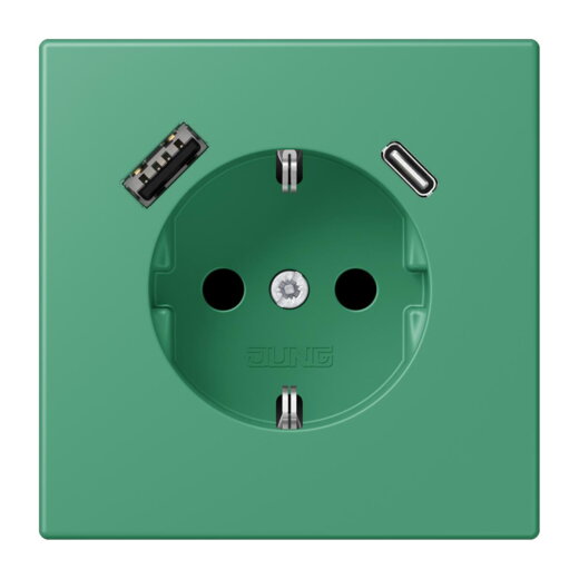 Jung SCHUKO Steckdose 16 A 250 V ~, mit USB-Ladegerät 1 x Typ A + 1 x Typ C, SAFETY+, Serie LS, vert 59 LC1520-15CA250