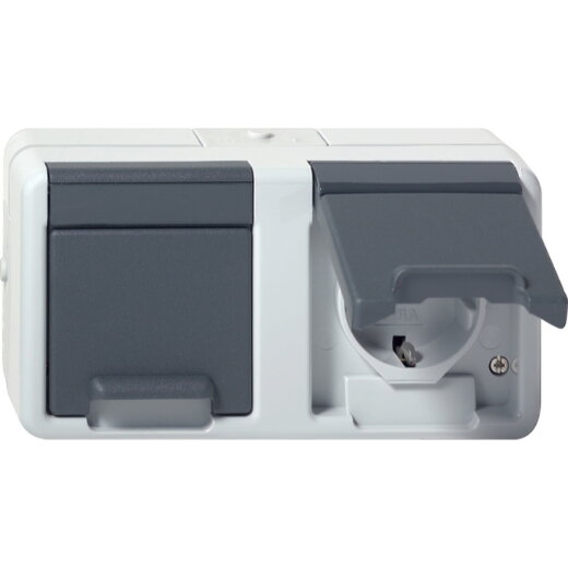 Gira SCHUKO 2f waager. KD WG AP Grau 478130