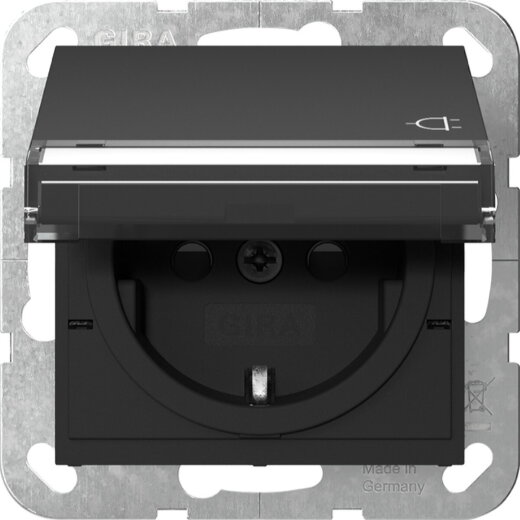 Gira SCHUKO KD BSF + SH System 55 Schwarz m 4557005