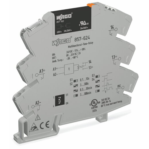 WAGO Solid-State-Zeitrelaismodul Eingangsnennspannung DC 24 V Ausgangsspannungsbereich DC 0 ? 24 V 857-624