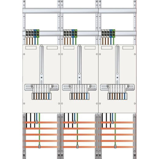 ABN Zählerfeld 3Pkt 3Z Klemmstein/ZSK 5polig 750x1050mm Z37530