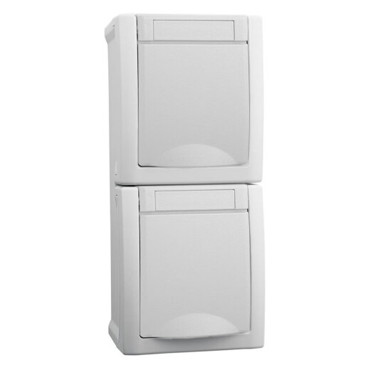 HHG Pacific Schuko Steckdose 2fach senkrecht 90591186-DE FR-Aufputz weiß