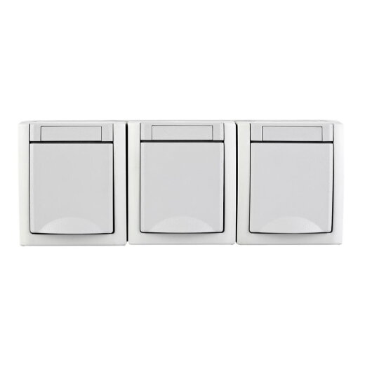 HHG Pacific Schuko Steckdose 3fach waagrecht 90591599-DE FR-Aufputz weiß