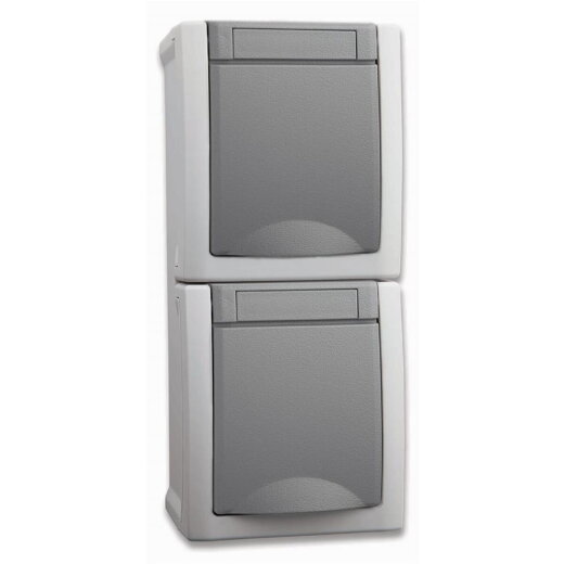 HHG Pacific Schuko Steckdose 2fach senkrecht 90591086-DE FR-Aufputz IP 54