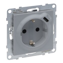 Legrand Steckdose SCHUKO SEANO+USB-C m.Steckklemmen alu