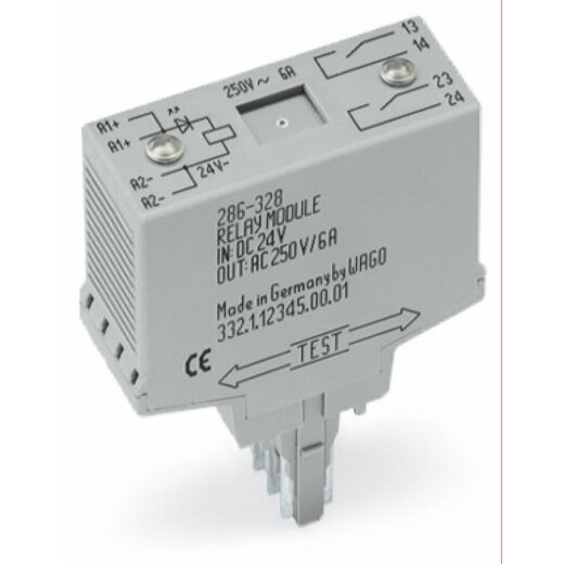 WAGO Relaismodul Eingangsnennspannung DC 24 V 2 Schließer grau 286-328/004-000