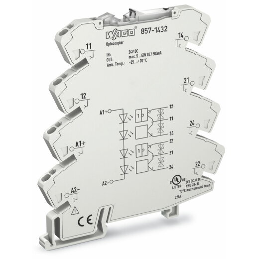 WAGO Optokopplermodul 2-fach Eingangsnennspannung DC 24 V lichtgrau 857-1432