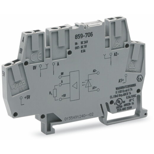 WAGO Optokopplermodul Eingangsnennspannung DC 24 V Grenzdauerstrom 0,5 A grau 859-706