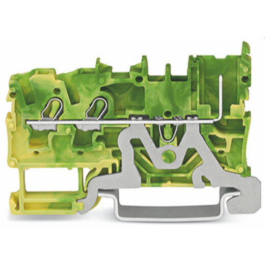WAGO 2-Leiter/1-Pin-PE-Basisklemme 2,5 mm? für Tragschiene 35 x 15 und 35 x 7,5 grün-gelb 2022-1307