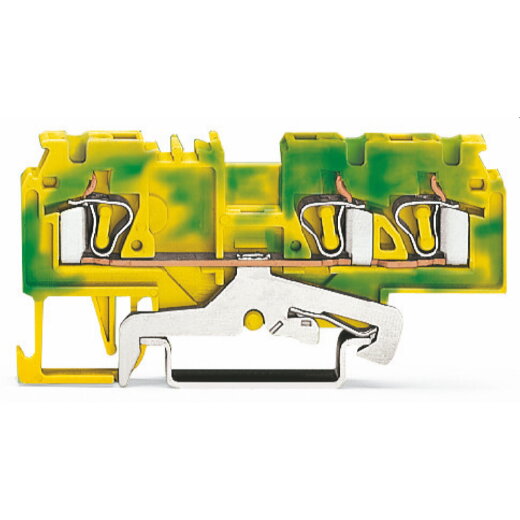 WAGO 3-Leiter-Schutzleiterklemme 4 mm? seitliche und mittige Beschriftung grün-gelb 880-687/999-940