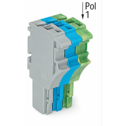 WAGO 1-Leiter-Federleiste Push-in CAGE CLAMP® 4 mm? grau/blau/grün-gelb 2022-103/000-038