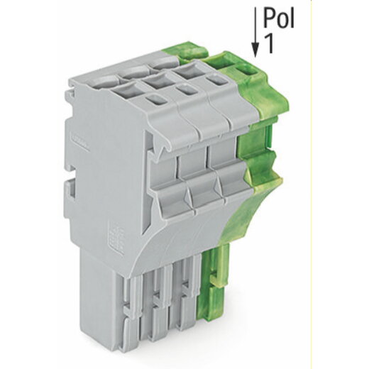 WAGO 1-Leiter-Federleiste Push-in CAGE CLAMP® 4 mm? grau/grün-gelb 2022-104/000-036