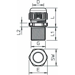 OBO Kabelverschraubung V-TEC VM LL20 SW vollmetrisch lang...