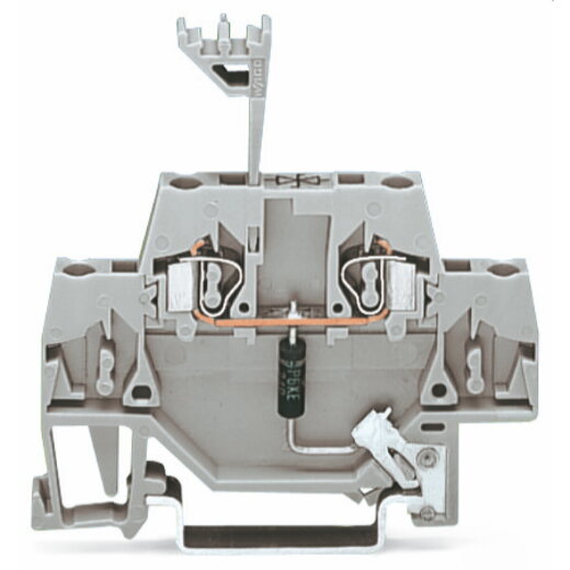 WAGO Bauelementklemme Doppelstock mit direkter Ableitung auf die Tragschiene grau 280-502/281-607