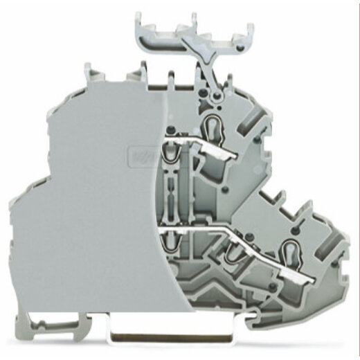 WAGO Doppelstockklemme Durchgangs-/Durchgangsklemme mit Abschlussplatte grau 2002-2233/099-000