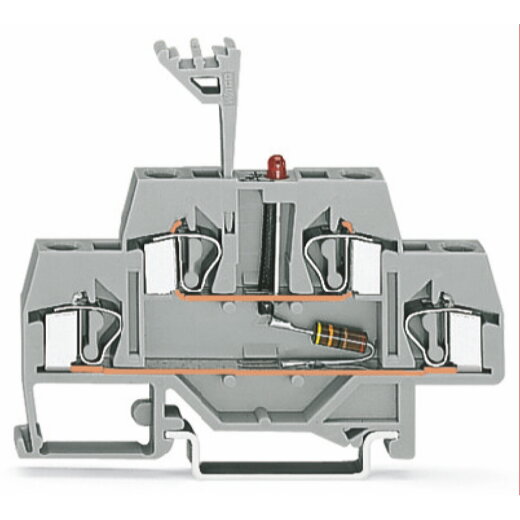 WAGO Bauelementklemme Doppelstock LED rot grau 281-634/281-413