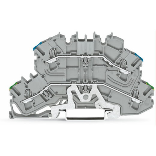 WAGO Doppelstockklemme Schutzleiter-/Durchgangsklemme konturengleich mit Doppelstock-Trennklemme grau 2002-2647