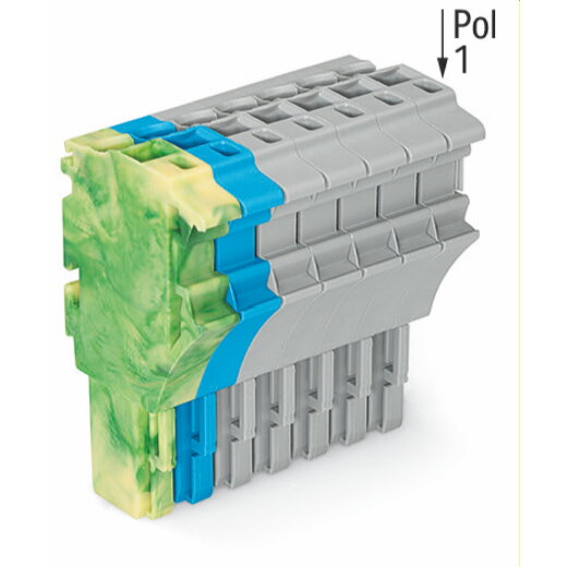 WAGO 1-Leiter-Federleiste Push-in CAGE CLAMP® 4 mm? grün-gelb/blau/grau 2022-107/000-039