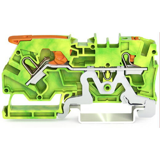 WAGO 2-Leiter-Schutzleiterklemme mit Hebel und Drücker 4 mm? grün-gelb 2104-5207