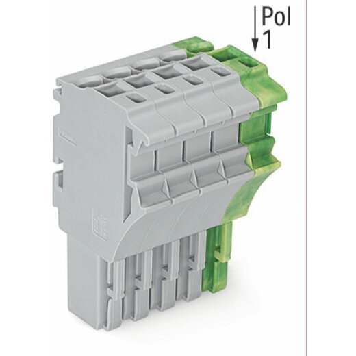 WAGO 1-Leiter-Federleiste Push-in CAGE CLAMP® 4 mm? grau/grün-gelb 2022-105/000-036