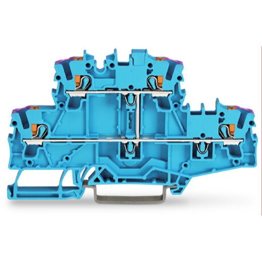 WAGO Doppelstockklemme mit Drücker 4-Leiter-Durchgangsklemme blau 2202-2709