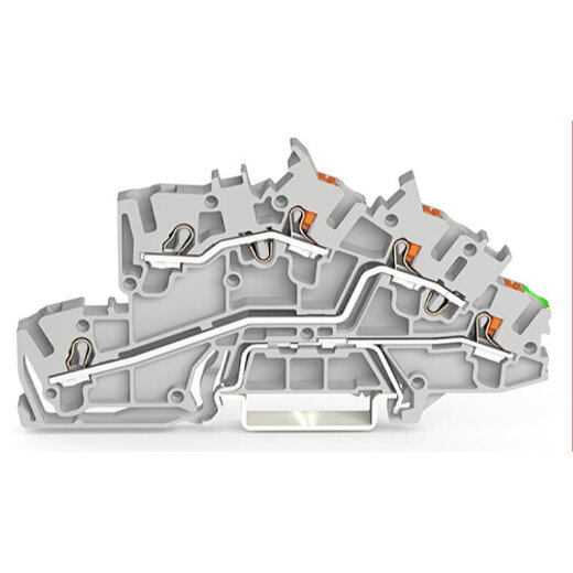 WAGO Installationsetagenklemme L/L/PE Erdgeschoss grün-gelb grau 2203-7545