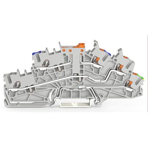 WAGO Installationsetagenklemme mit schwenkbarem Trennmesser NTi/L/PE grau 2203-6541