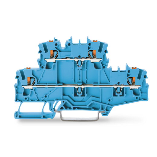 WAGO Doppelstockklemme mit Drücker Durchgangs-/Durchgangsklemme blau 2202-2704