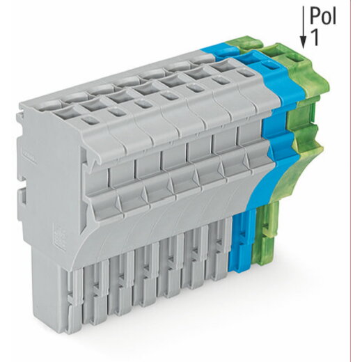 WAGO 1-Leiter-Federleiste Push-in CAGE CLAMP® 4 mm? grau/blau/grün-gelb 2022-109/000-038