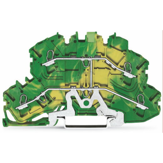 WAGO Doppelstockklemme 4-Leiter-Schutzleiterklemme konturengleich mit Doppelstock-Trennklemme grün-gelb 2002-2607