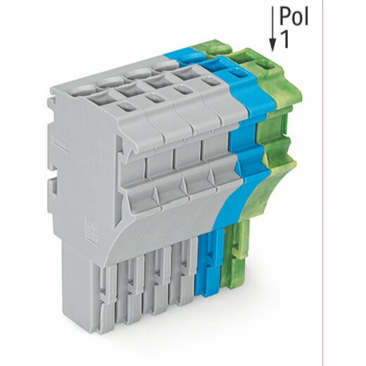 WAGO 1-Leiter-Federleiste Push-in CAGE CLAMP® 4 mm? grau/blau/grün-gelb 2022-106/000-038