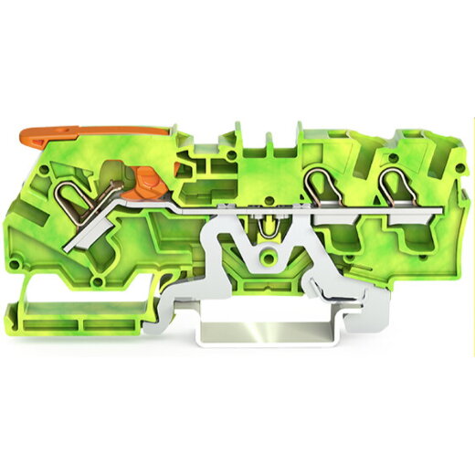 WAGO 3-Leiter-Schutzleiterklemme mit Hebel und Push-in CAGE CLAMP® 4 mm? grün-gelb 2104-1307