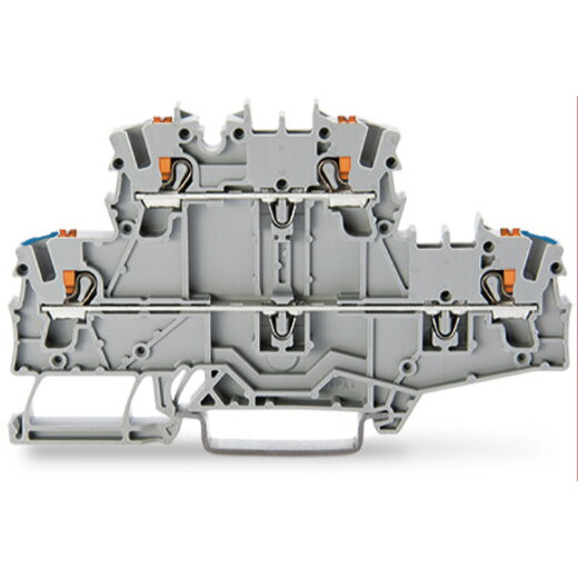 WAGO Doppelstockklemme mit Drücker Durchgangs-/Durchgangsklemme grau 2202-2702