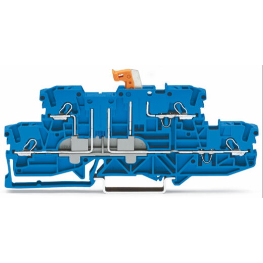 WAGO Doppelstock-Trennklemme mit schwenkbarem Trennmesser konturengleich mit Doppelstock-Doppeltrennklemme blau 2002-2974