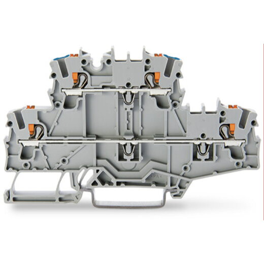 WAGO Doppelstockklemme mit Drücker Durchgangs-/Durchgangsklemme grau 2202-2703