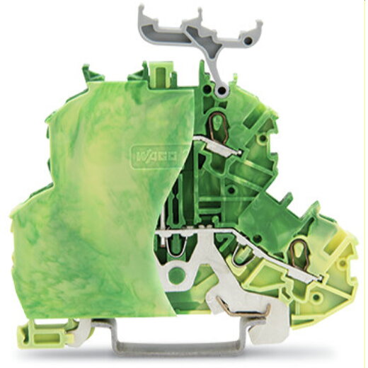 WAGO Doppelstockklemme 4-Leiter-Schutzleiterklemme mit Abschlussplatte grün-gelb 2000-2237/099-000