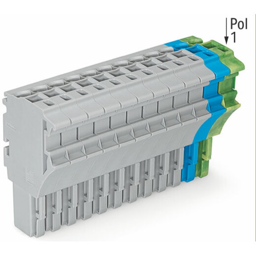 WAGO 1-Leiter-Federleiste Push-in CAGE CLAMP® 4 mm? grau/blau/grün-gelb 2022-113/000-038