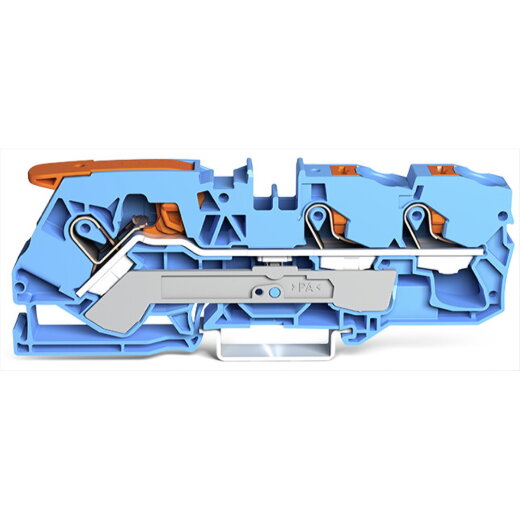 WAGO 3-Leiter-Durchgangsklemme mit Hebel und Drücker 10 mm? blau 2110-5304