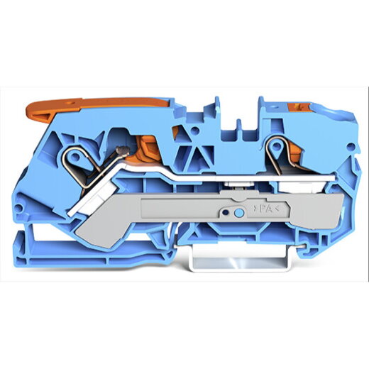 WAGO 2-Leiter-Durchgangsklemme mit Hebel und Drücker 10 mm? blau 2110-5204