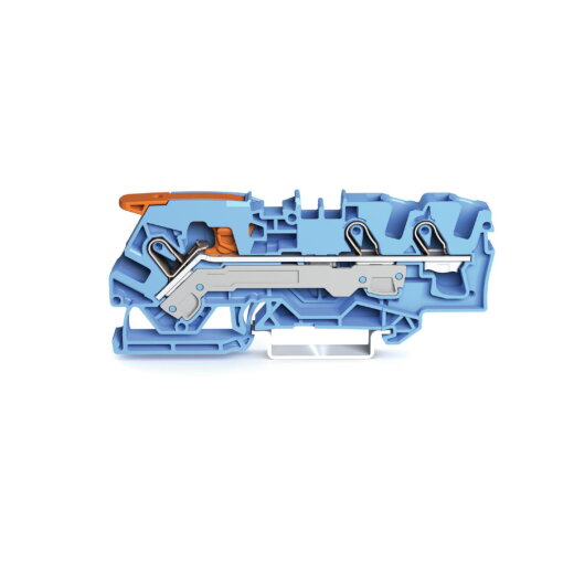WAGO 3-Leiter-Durchgangsklemme mit Hebel und Push-in CAGE CLAMP® 6 mm? blau 2106-1304