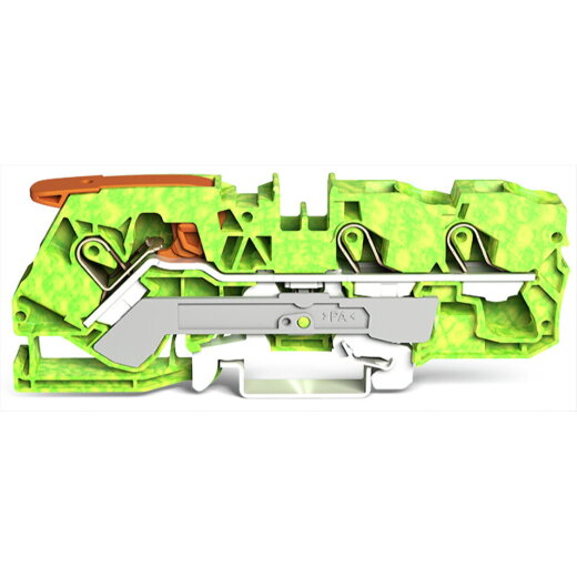 WAGO 3-Leiter-Schutzleiterklemme mit Hebel und Push-in CAGE CLAMP® 10 mm? grün-gelb 2110-1307