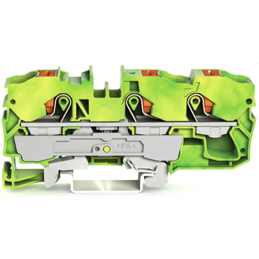 WAGO 3-Leiter-Schutzleiterklemme mit Drücker 10 mm? grün-gelb 2210-1307