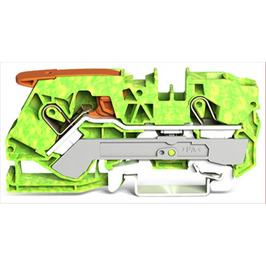 WAGO 2-Leiter-Schutzleiterklemme mit Hebel und Push-in CAGE CLAMP® 10 mm? grün-gelb 2110-1207