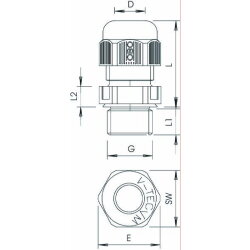 OBO Kabelverschraubung V-TEC VM lang M32 lichtgrau