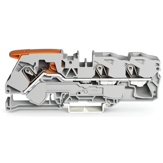 WAGO 3-Leiter-Durchgangsklemme mit Hebel und Push-in CAGE CLAMP® 16 mm? grau 2116-1301